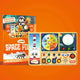 Space Pilot Montessori busy board with solar system dial, rocket launcher switch and LED light display