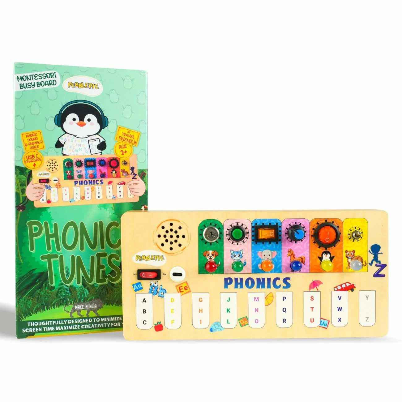 Phonics Tunes wooden learning board with retail packaging