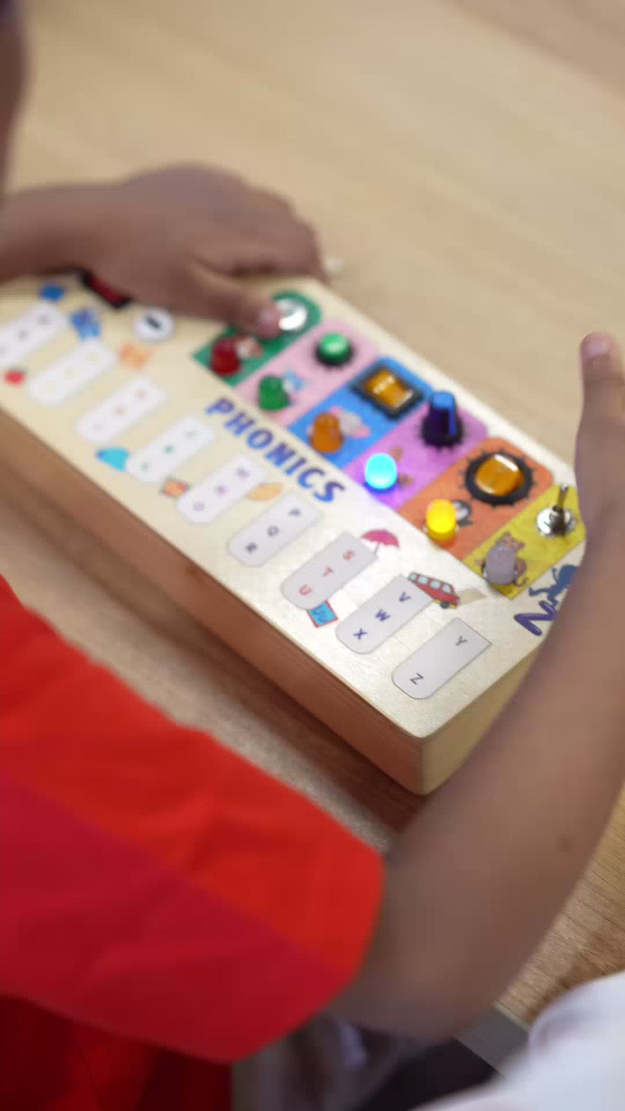 PebblePie Phonics Tunes Busy Board | Montessori LED Learning Toy for Kids (3+ Years) | Phonics, Animal Sounds & Auditory Skills