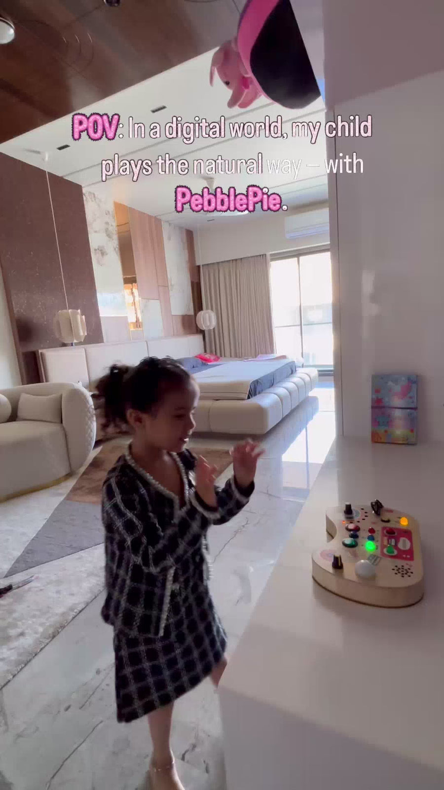 PebblePie Record Pod Montessori Busy Board (3+ Years) | LED Record & Replay Learning Toy | Screen-Free Educational Toy for Kids